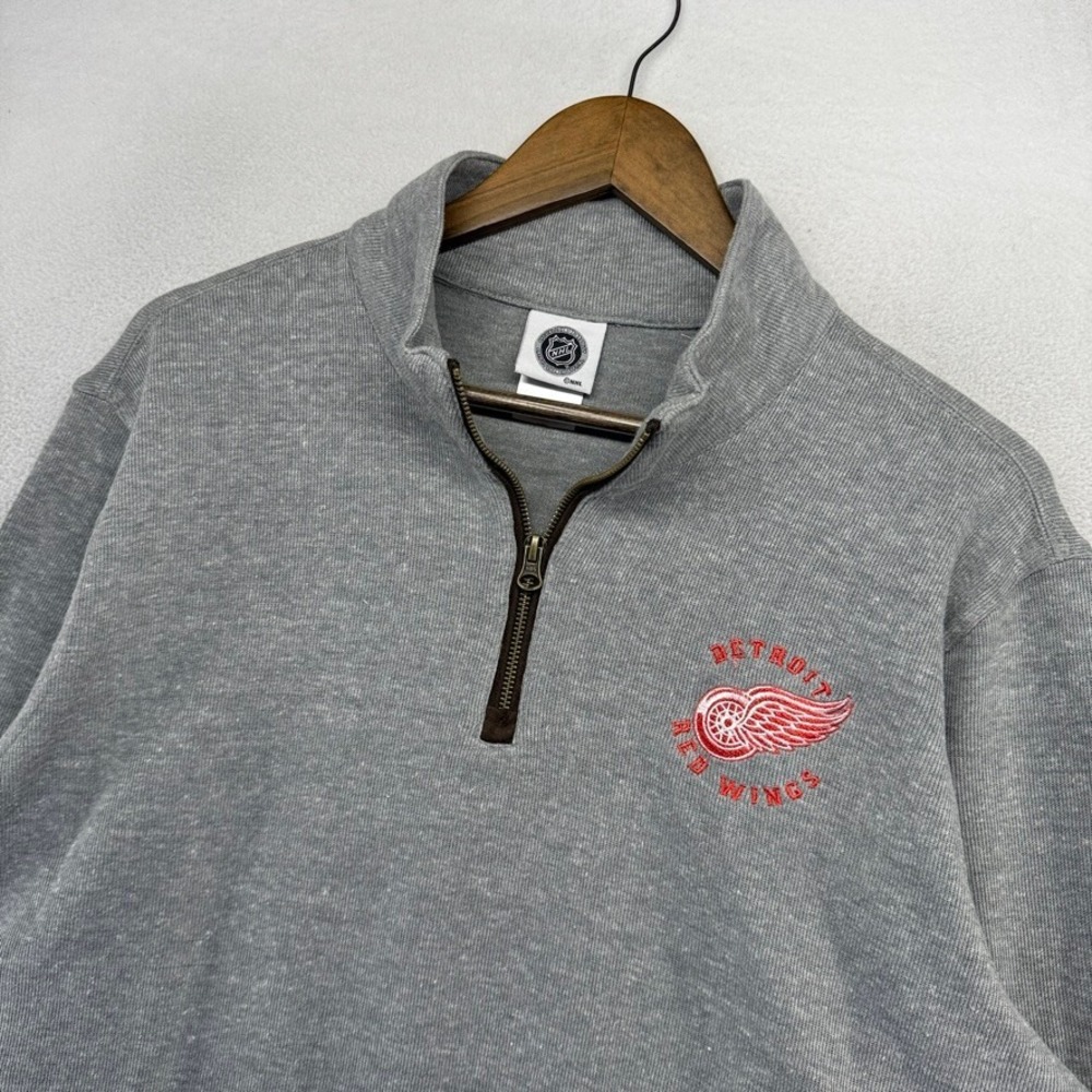 Detroit Red Wings Sweater Mens XL Gray Quarter Zip Pullover Hockey Sportswear